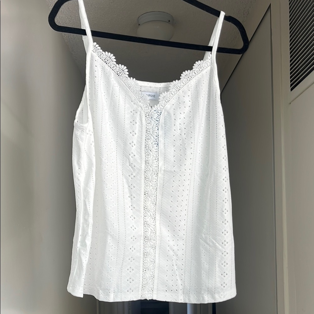 White Lace Trim Women's Top - Cupshe - Medium
